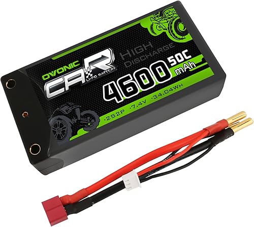 OVONIC 2S Lipo Batería 50C 4600mAh 7.4V Lipo Batería con conector Bullet T Ultra de 0.157 in para 18 110 RC Coche Camión Barco Vehículos