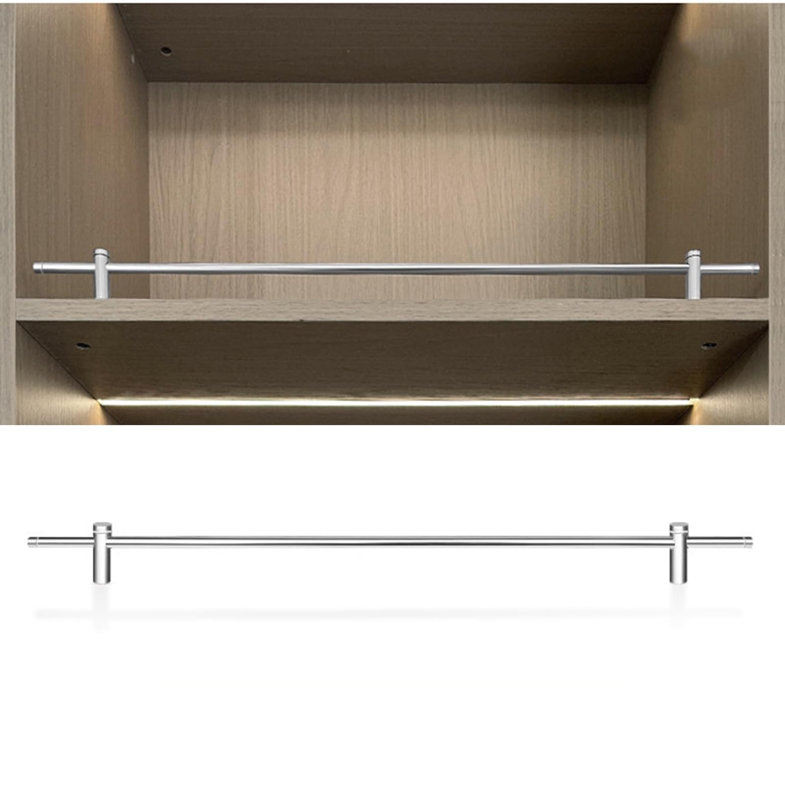 MESCXTY Metal Shelf Rail Fence 4 Pack, Aluminum Pole Guardrail Gold, Versatile Shoe Rack/Bookcase/Kitchen Cabinets/Closet Front Guard Decorative Rod, Prevents Items from Falling(Silver,36in/91cm)