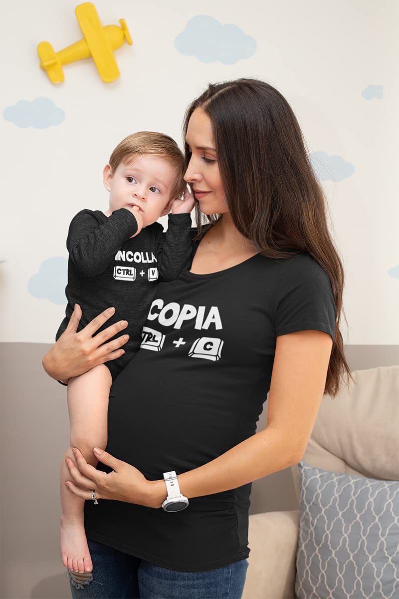 Shirtgeil Copia e Incolla Body Neonato manica lunga e Maglietta Mamma - Set Neonato Regalo