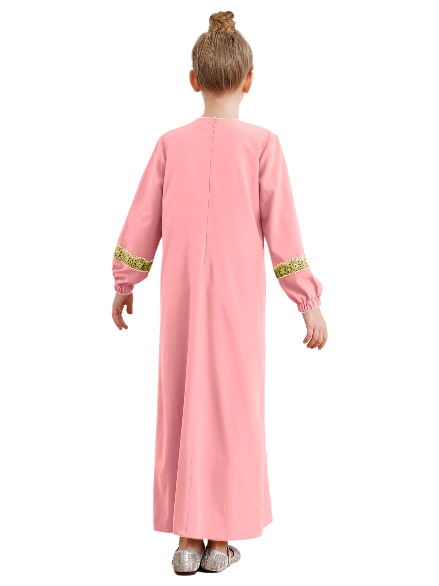 Freebily Vestido Largo Musulmán para Niñas Manga Larga Vestido Árabe