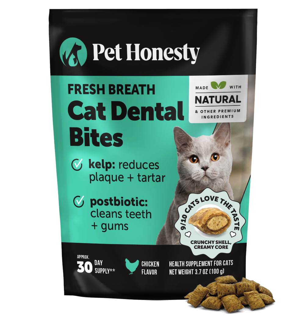 Fresh Breath Dental Bites for Cats – Crunchy & Creamy Cat Dental Treats for Fresh Breath, Tartar & Plaque Control – Dual-Texture Cat Oral Care Bites for Bright Teeth & Healthy Gums – 30 Day Supply