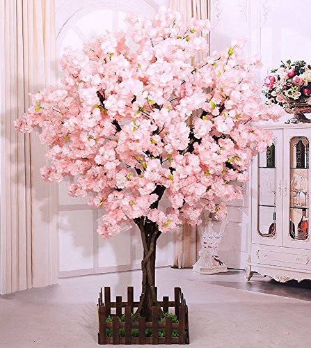 J-beauty Cherry Blossom Tree Thick Cherry Flower Artificial Plant for Indoor Outdoor School Party Restaurant Mall, Silk Flower (6ft T)