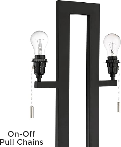 Miniatura 7 de 360 Lighting Neil - Juego de 2 lámparas de mesa rectangulares rústicas modernas de 26 pulgadas de alto, cadena de tracción de puerto USB, pantalla