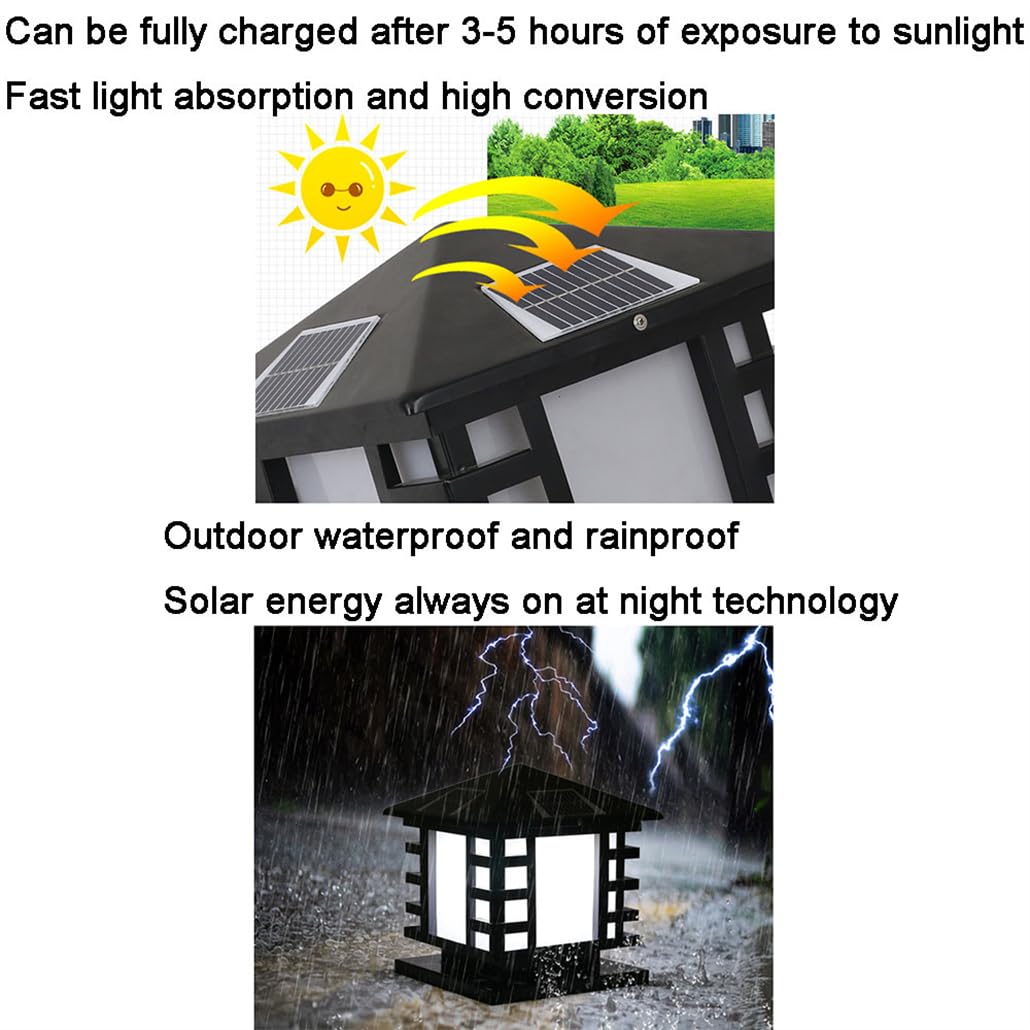 Moderne schwarze Pfostenleuchten für den Außenbereich, wasserdichtes Aluminiumgehäuse, Deckpfostenkappe, Licht, solarbetriebene Säulenkappen, Lampen, Garten, Hof, Pool, Säulenleuchten (1 Stück)