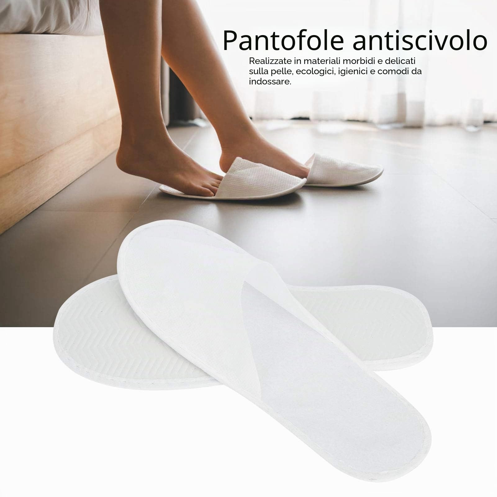 Pantofole Hotel, 12/30/50 Paia Bianche Pantofole Hotel Ospite Pantofole Monouso Portatili Pantofole Spa a Punta Chiusa 38-42 EU