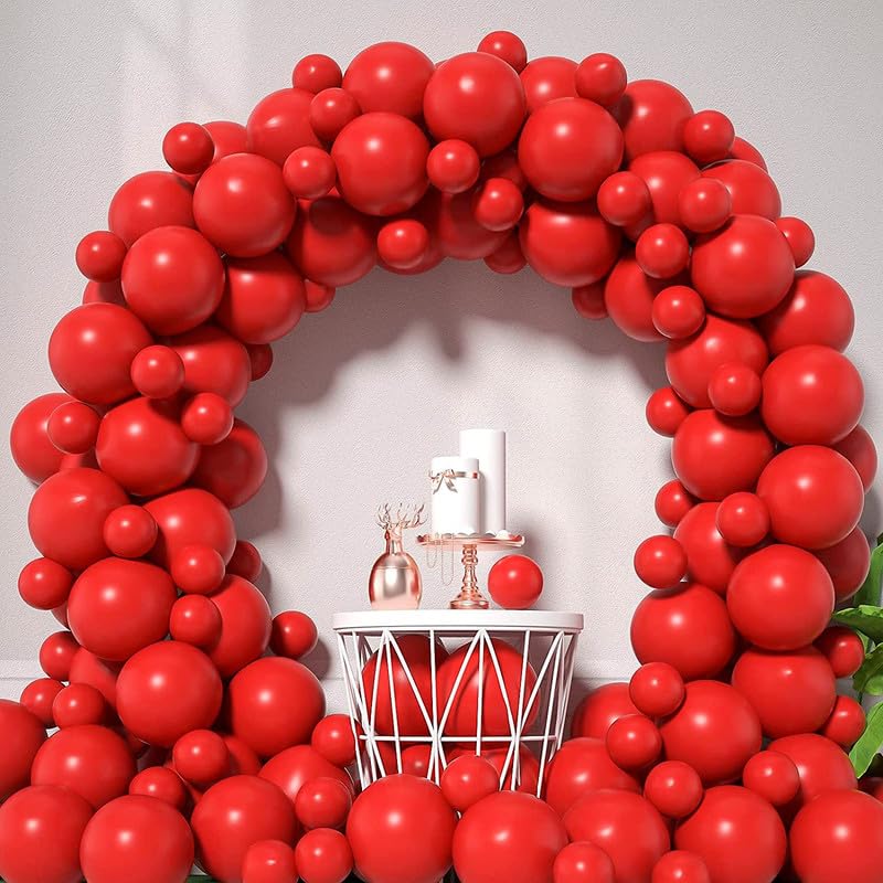 Image of Red Balloons 50pcs 12 Inch Matte Red Latex Party Balloons for Valentines Day Casino Theme Wedding Birthday Patriotic Party Decorations