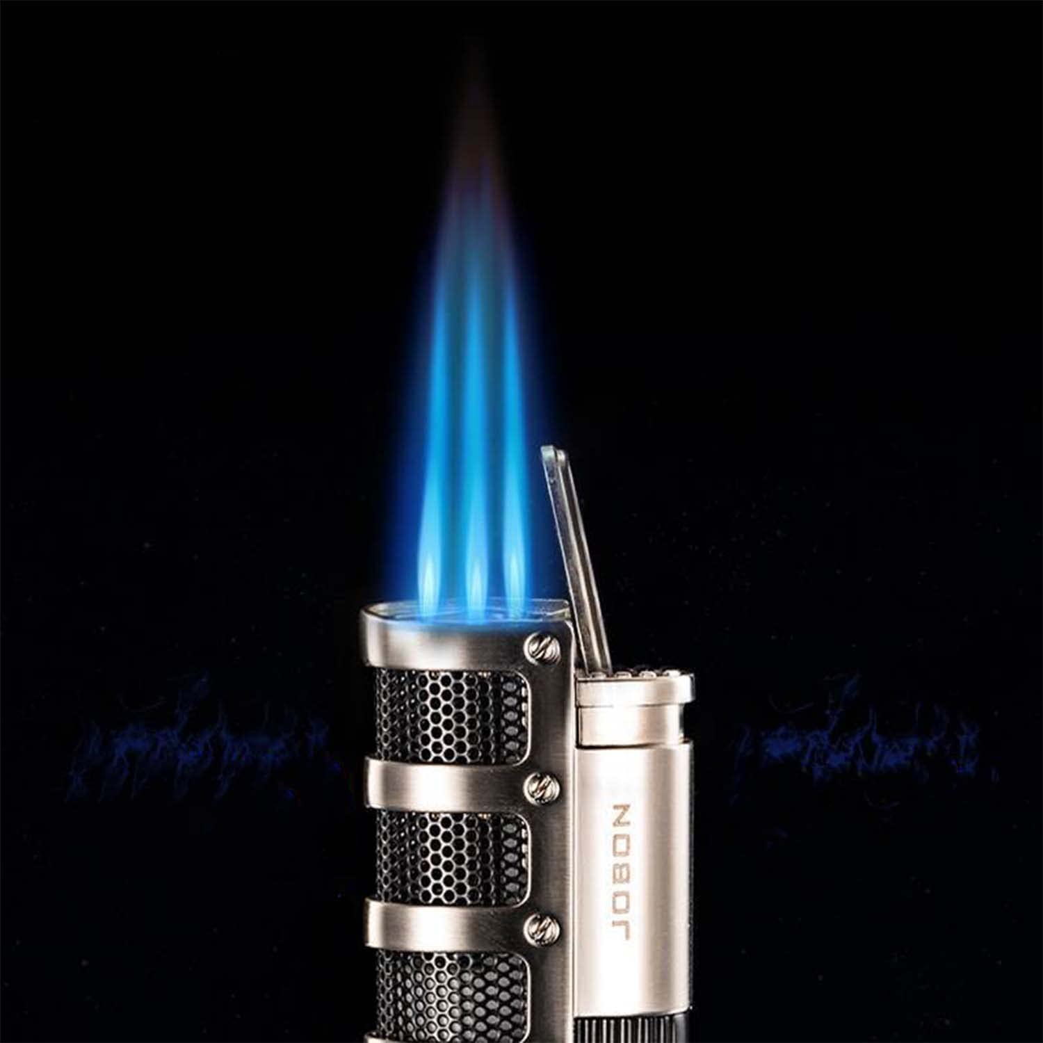 Paquet de 4 Briquets Torche Triple Jet Coupe-Vent Réglable avec Cigare Punch Gadgets Rechargeables pour Hommes Idées Cadeaux, Vente en Gros