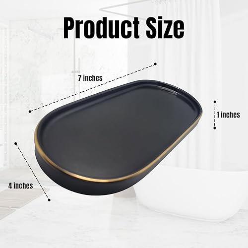 Miniatura 2 de GLAZZLESIPPSCOMPANY - Bandeja ovalada de lujo de resina de mármol sintético, baratijas, jabón, baño, decoración del hogar, almacenamiento, joyas,