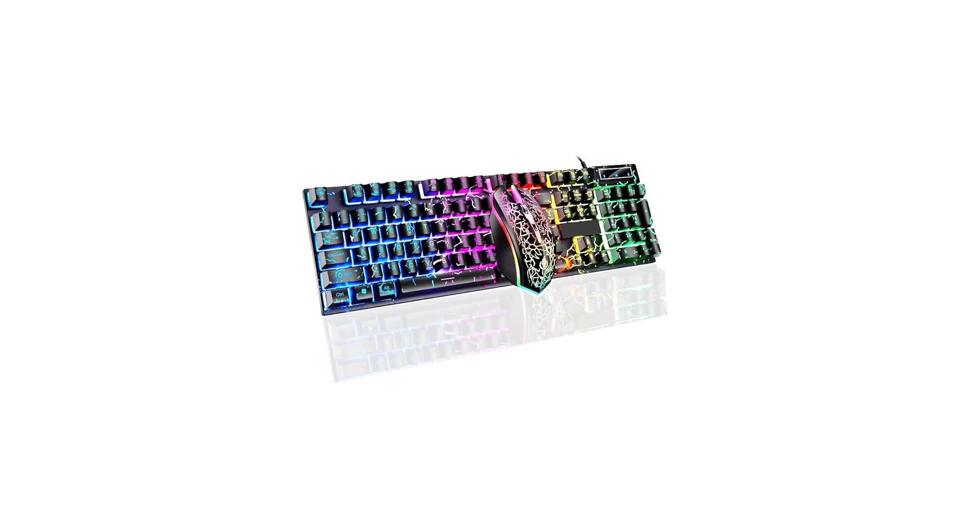 rainbowKeyboard&Trackpad用パームレスト&ベース優黒 Amazon.com: Wired Gaming Keyboard and Mouse Combo,RGB Raibow