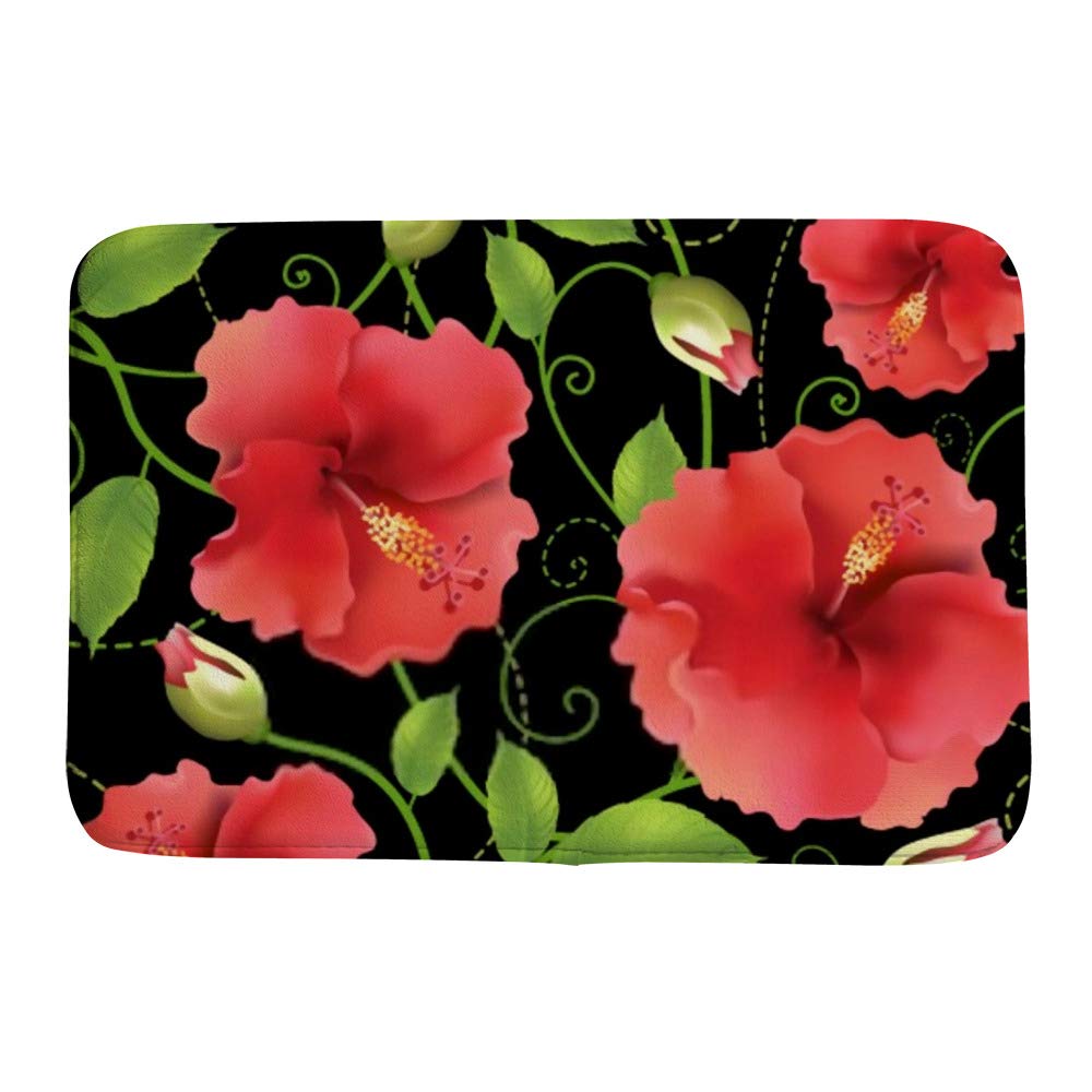 Tapis de bain hibiscus décoratif fleur 36x24 pour une ambiance spa