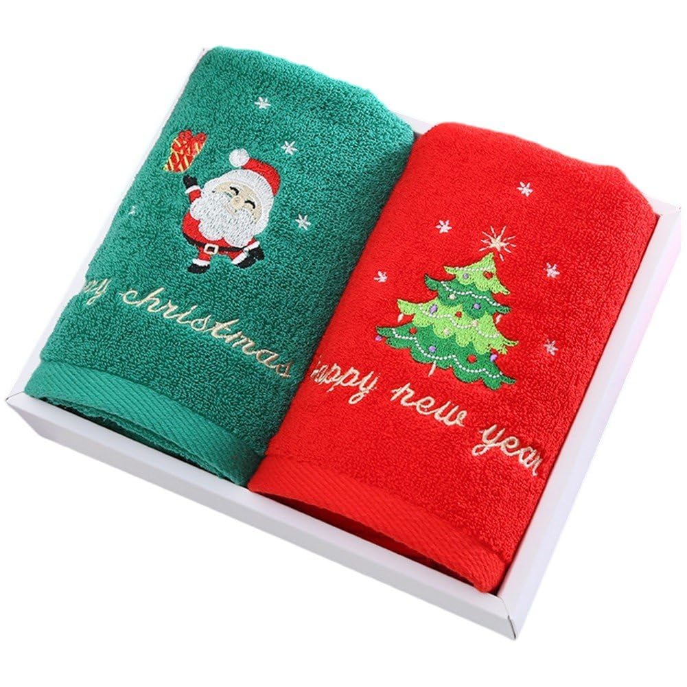 Fituenly As Shown 2Pcs Christmas Hand Towels, Hand Towels Gift Set Decorative Christmas Towe Washing Hand Face Towel Cloth For Home Bathroom