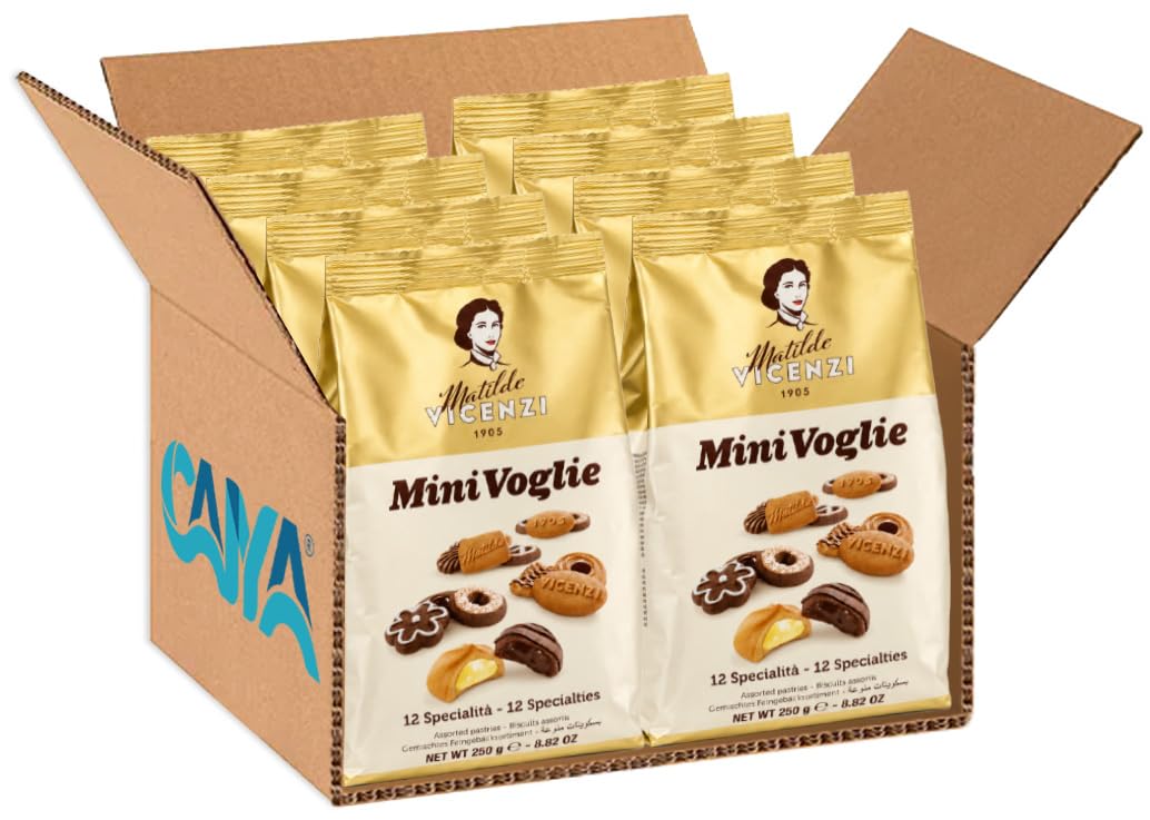 8X Matilde Vicenzi MiniVoglie, 12 Specialità di Pasticceria Assortita, Frollini Ripieni e Biscotti al Burro e Cacao, Confezione da 250g
