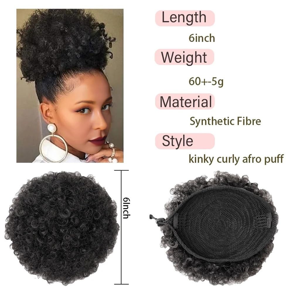 Postizo Coletero Extensión de moño con Cola Caballo cordón Afro, sintética, Corta y rizada Moño Postizo de Pelo(Silver)