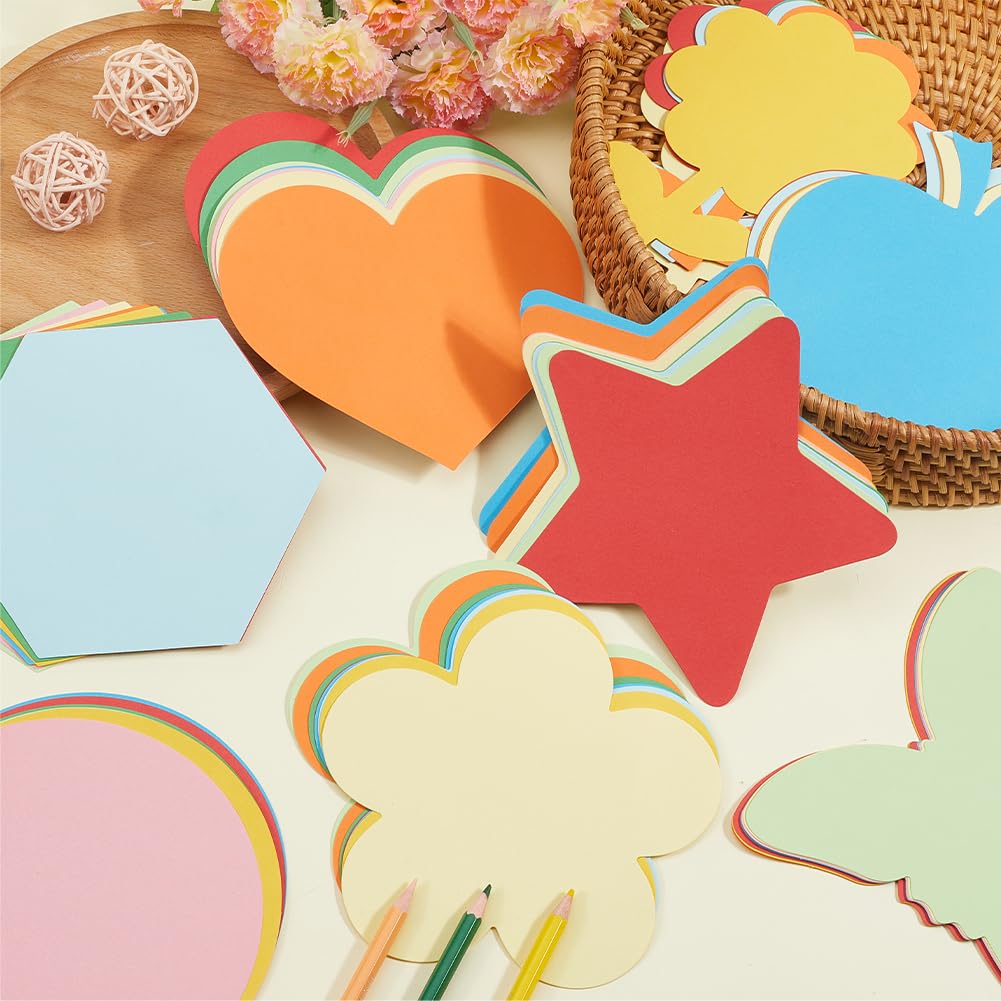 SOFPLATE 72Pcs 8 Styles Butterfly Craft Paper Cut Out Flower Paper Cutouts Colorful Blank Round Heart Star Apples Hexagon Bulletin Board Die Cut for School Classroom Bulletin Board DIY Craft Decor - Image 4