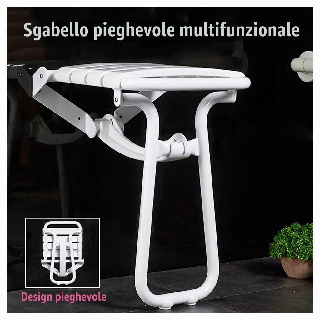 Sedile da Doccia Pieghevole, Sedia da Parete per Il Bagno di Sicurezza per Disabili e Anziani, Sgabello da Doccia, Portata Massima 200kg
