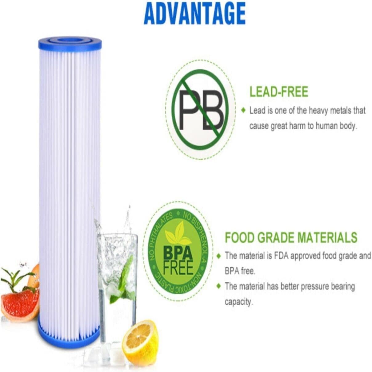 CFS – Water Filter Cartridges Compatible with EQ-PFC.35 Models – Removes Bad Taste and Odor – Whole House Replacement Filter, White, 4 Pack