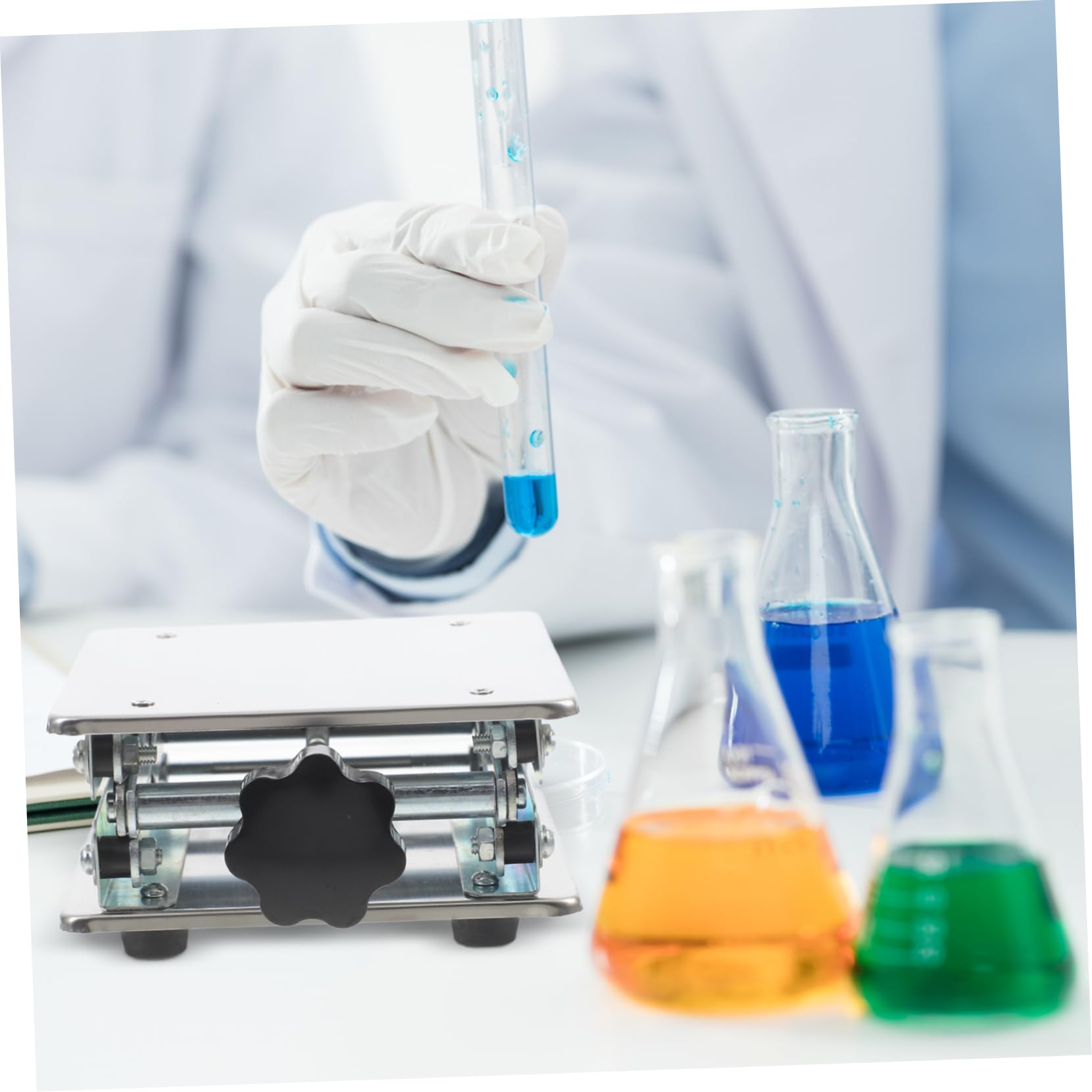 Holibanna Piattaforma a Forbice Da Laboratorio Dovere Laboratorie Alto Regolabile Sollevare In Piedi Verticale Jack Del Laboratorio Scientifico Per Acciaio Inossidabile Silver