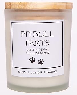 Pitbull Gifts & Decor, Pitbull Gifts for Women, Dog Farts Candle, Pet Friendly Lavender Scented Candle, Natural Soy Wax & Natural Essential Oils