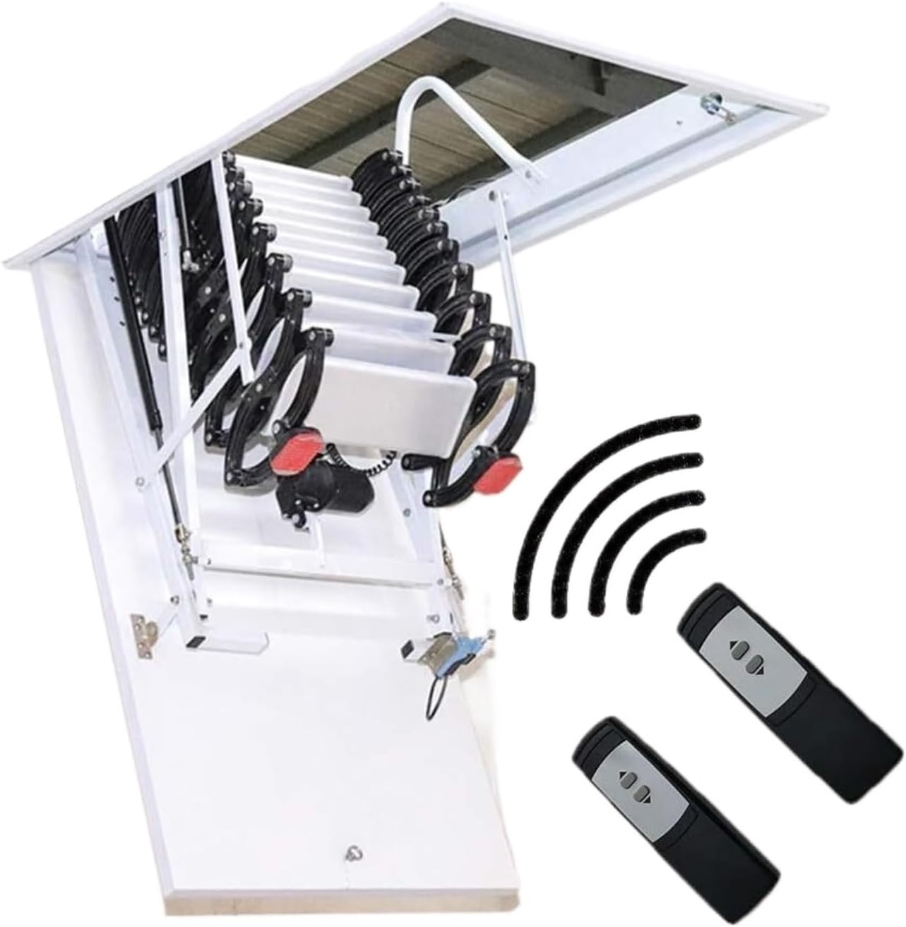 Attic Ladders Electric Attic Ceiling Ladder, Retractable Pull Down, Invisible Folding with Telescoping Handrail, for Home(80 * 120cm)