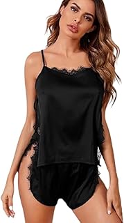 طقم لانجيري بيبي دول جذاب - مكون من قطعتين بتصميم مغري للنساء - شورت مثير مفتوح الجانب مزين بالدانتيل وجزء علوي بتصميم قطعة مثيرة