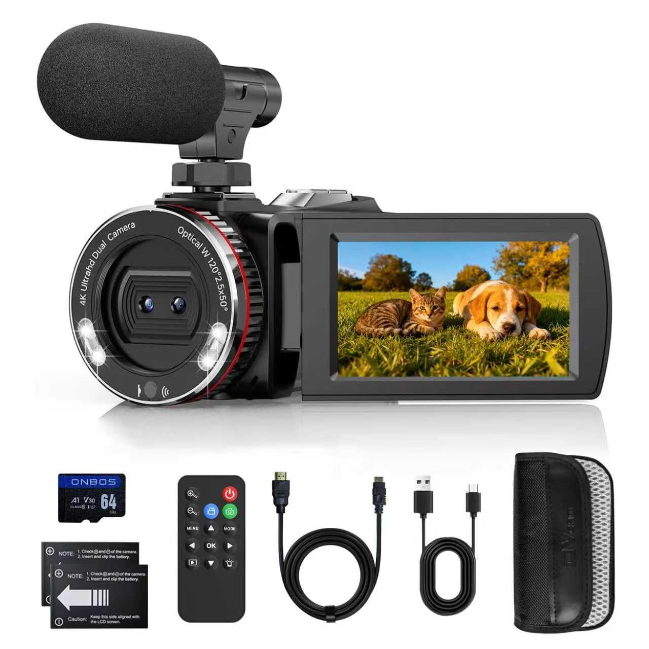 4k 60fps camcorder vlogging camera 21x zoom