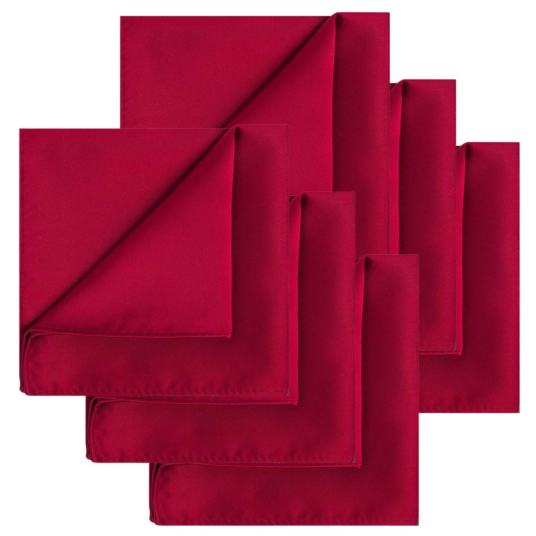KissTies 6PCS Satin Pocket Square Plain Color Handkerchief Gift Set