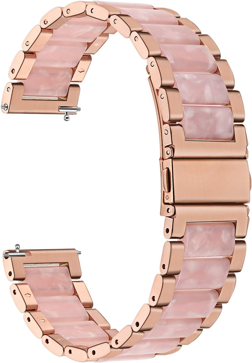TRUMiRR Replacement for Fossil Gen 4 Q Venture HR Women Strap, 18mm Rose Gold Stainless Steel & Resin Watchband Quick Release Strap Fenimine Bracelet for Fossil Gen 3 Q Venture, LG Watch Style