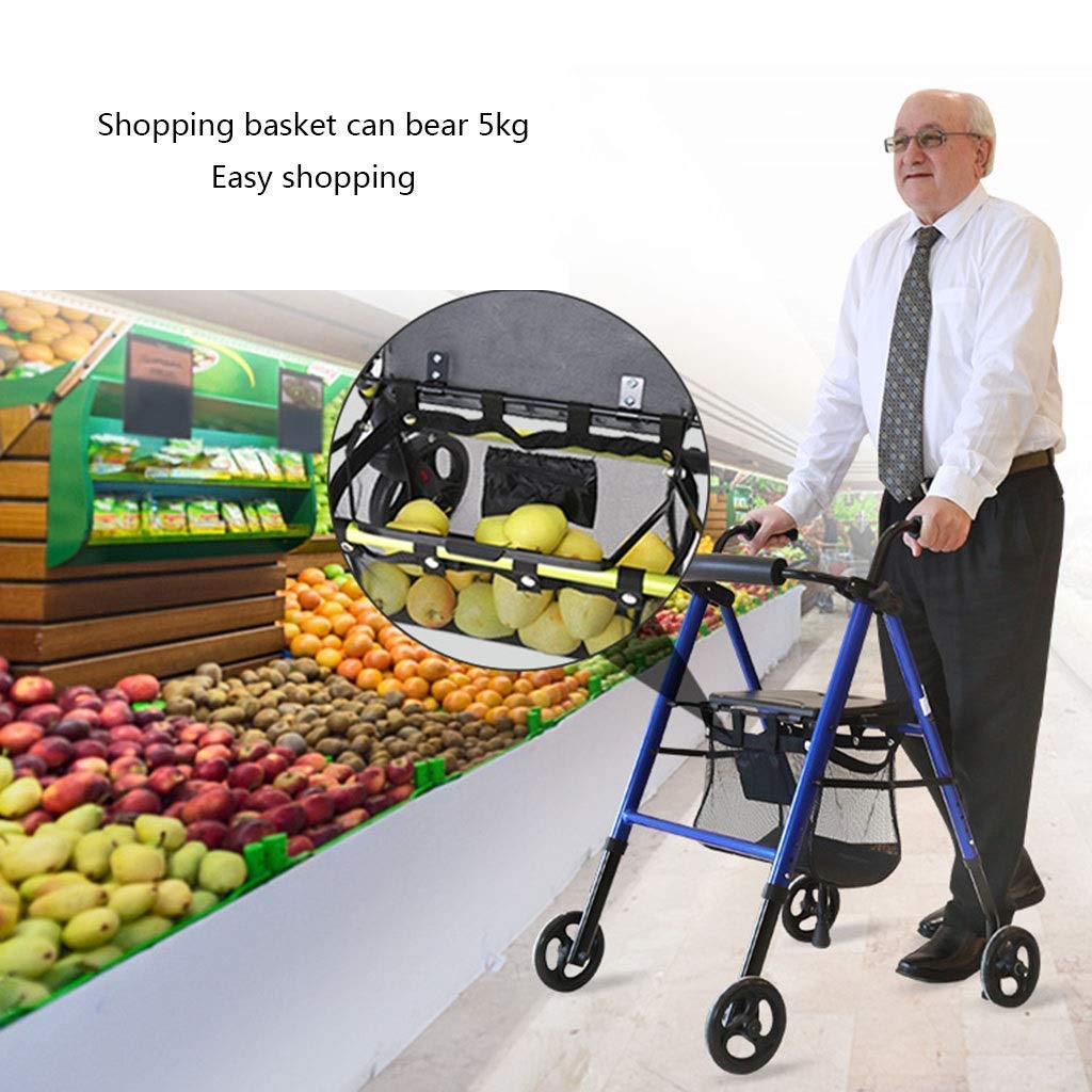 Andador, Andador con Asiento y Ruedas, Andador para Personas Mayores, Andador Ligero Plegable multifunción de Cuatro Ruedas para Ancianos Interesting