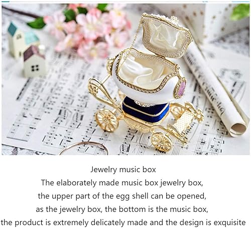 Miniatura 5 de AVEO Caja de música relojera, caja de música con joyas, huevo de ganso, princesa, carruaje, baratija, caja musical de regalo para Navidad, Año