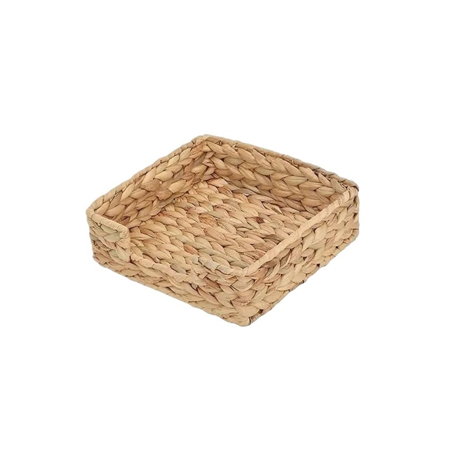 Kosmetiktücherbox aus Rattan Tissue-Box aus gewebtem Gras im Landhausstil, handgefertigt, gewebte Serviettenbox, Tissue-Ablage for den Haushalt, Diverse Aufbewahrungskörbe(Square-L-2pcs)