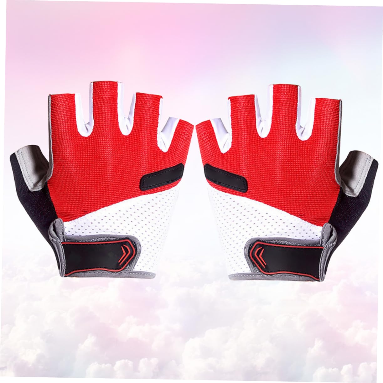 NOLITOY 1Pair Breathable Unisex Half Finger Cycling Gloves Skid Resistant Sports Gloves for Outdoor Riding Fishing and Hiking XL Red