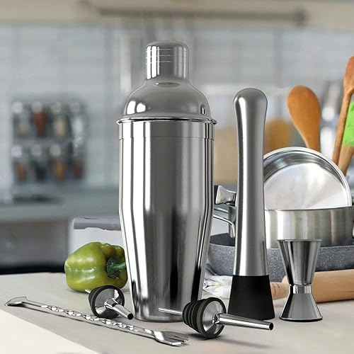 Miniatura 2 de MICSO Bartender Kit 6-Piece Cocktail Shaker Set Home DIY Suit Appropriate for Mixed Drinks Martini Bar Tool Stainless Steel (Color  550ML)