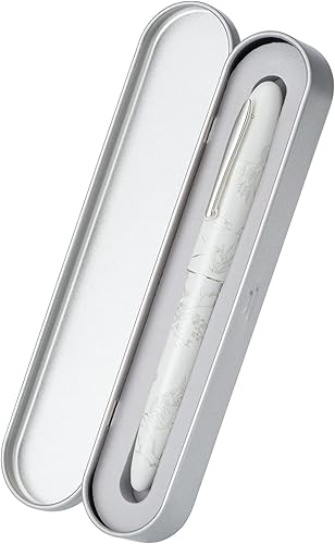 Miniatura 3 de HONG DIAN Hongdian N23 - Pluma estilográfica de conejo blanco, punta extra fina de iridio con borde plateado, diseño de tallado de conejo de la