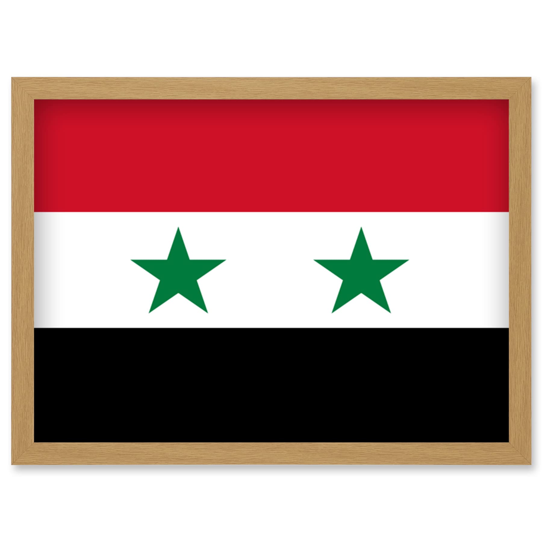 Artery8 Syrian Arab Republic National Flag Patriotic Vexillology World Flags Country Region Poster Artwork Framed Wall Art Print A4