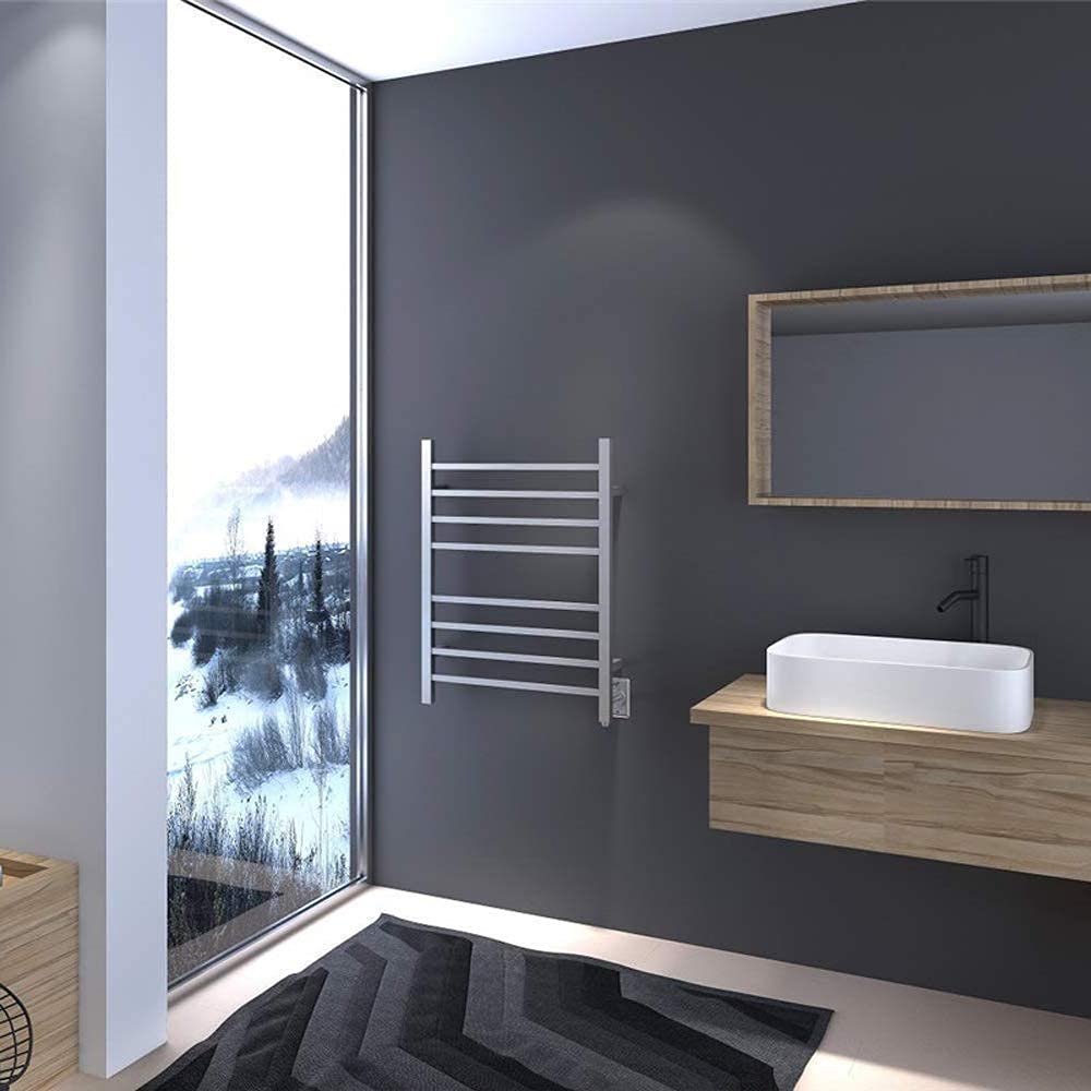 Calentador eléctrico de toallas con cable, secador de toallas para baño, acabado pulido, fácil instalación, calentador de toallas eléctrico eficiente, cable duro