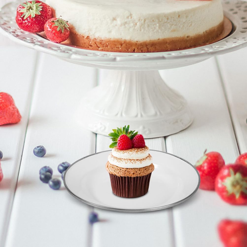 Cabilock 4pcs Vintage Enamel Plate Enamelware Plates for Appetizers Fruits Desserts Easy to Clean Retro Design for Dining Entertaining