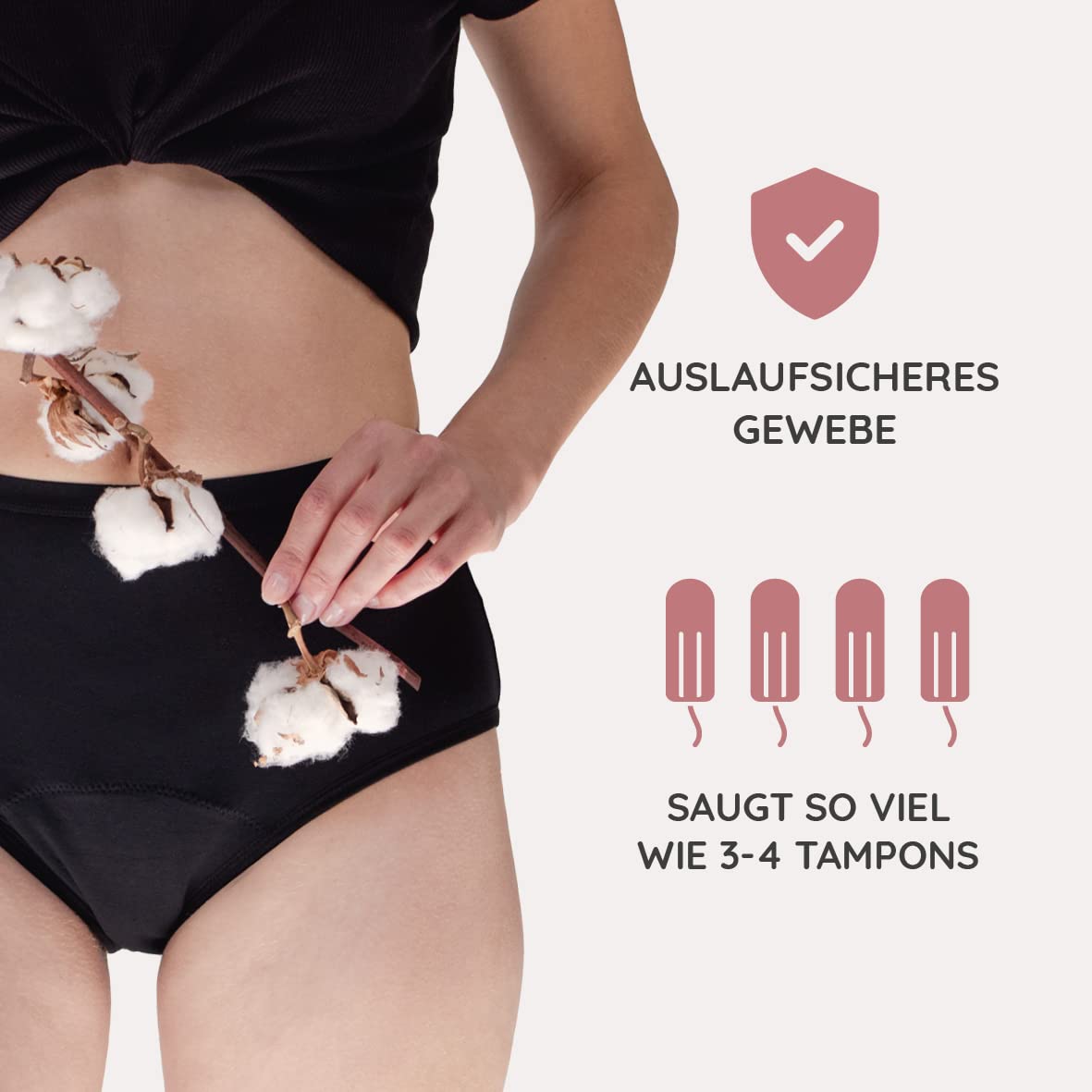 MYLILY® Periodenunterwäsche I Bio-Baumwolle I Periodenunterwäsche auslaufsicher I Nachhaltig & waschbar I Inkontinenz I Schwangerschaft & Wochenbett geeignet (3x High Waist Schwarz, S)