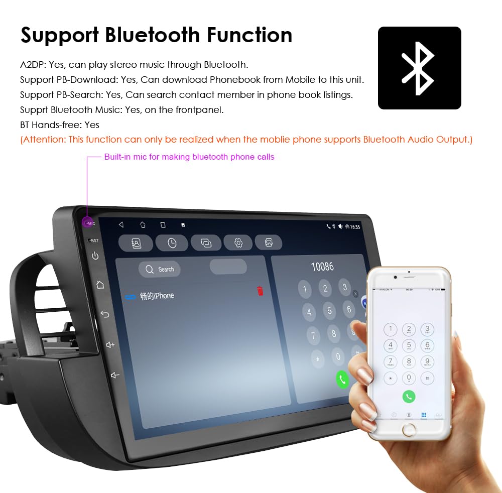 hizpo 9 pouces écran tactile Autoradio compatible avec Fiat 500 2007-2014 avec Carplay/Android Auto 4-core UPC 2+32GB DAB Adaptateur autoradio WiFi 4G Mirror Link (noir-1)
