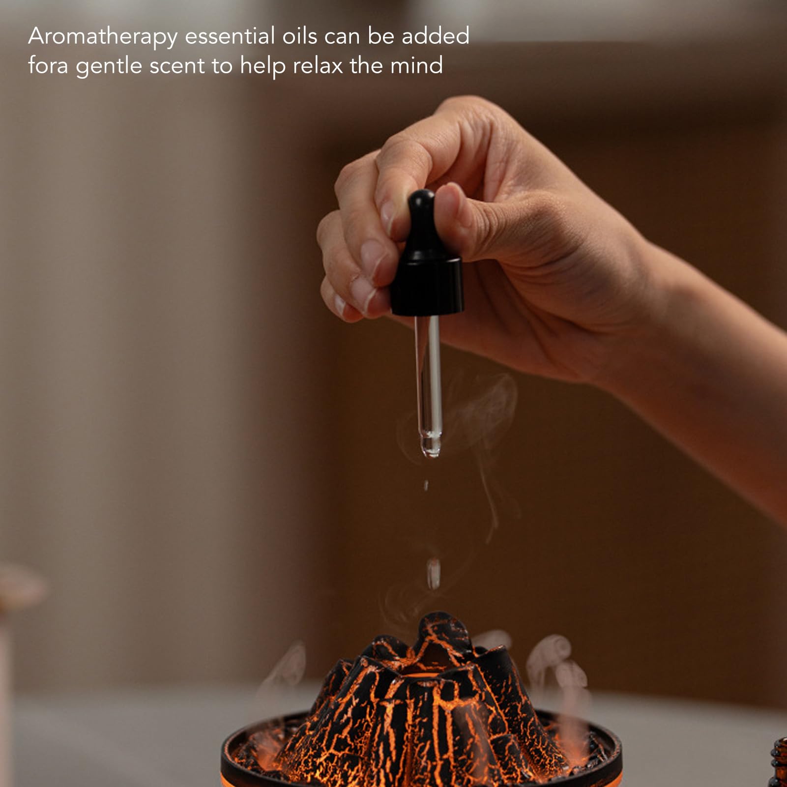 Diffusore di oli essenziali, umidificatore diffusore d'aria a fiamma, diffusore per aromaterapia a fiamma (Nero)