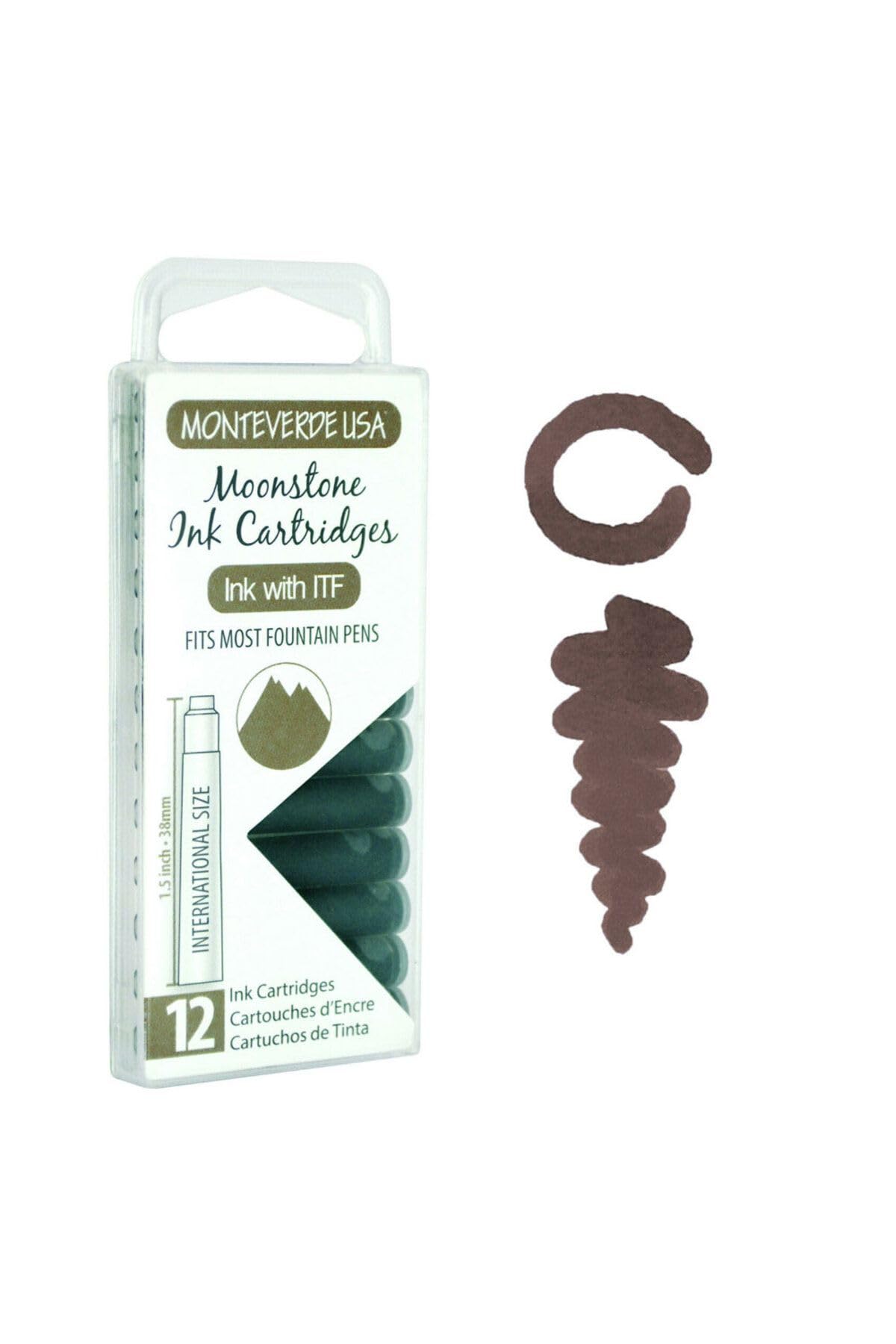 Monteverde USA International Standard Ink Cartridges - Moonstone - Subtle and Sophisticated Writing Ink, Compatible with Most Fountain Pens, 12-Pack
