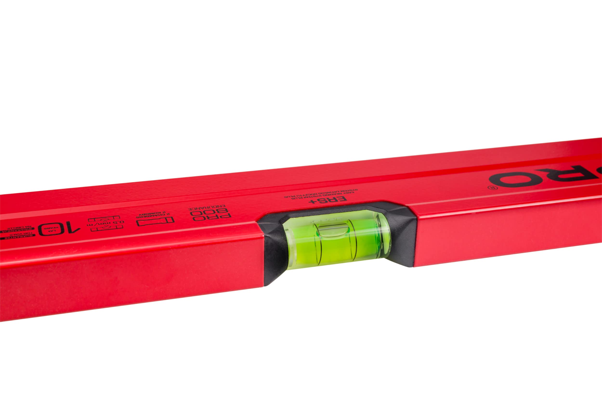 PRO800 Niveau À Bulle 150cm avec Profil Ergonomique - ERS+ (Easy Reading System) - Précision de 0,5 mm/m - Niveau a Bulle précis avec embouts Antichocs - Couleur Rouge