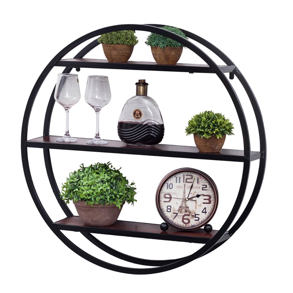 GJ-zsjFloating Shelves Wall shelf Circular Wall hanging Iron art Industrial wind Wall decoration Shelf restaurant Home Cafe Decorative Accessories