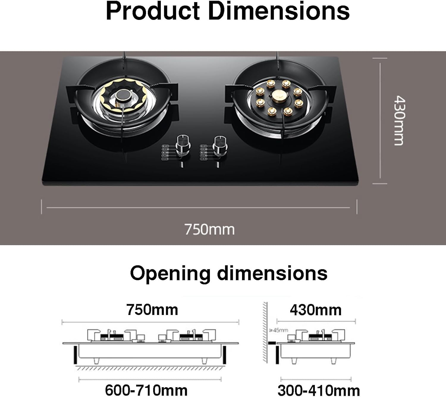 Double Burner Gas Stove,7.2KW 9-cavity High-Power Cooker,Tempered Glass Auto-Ignition,with Flame Failure Protection,for Indoor Outdoor Use(LPG)