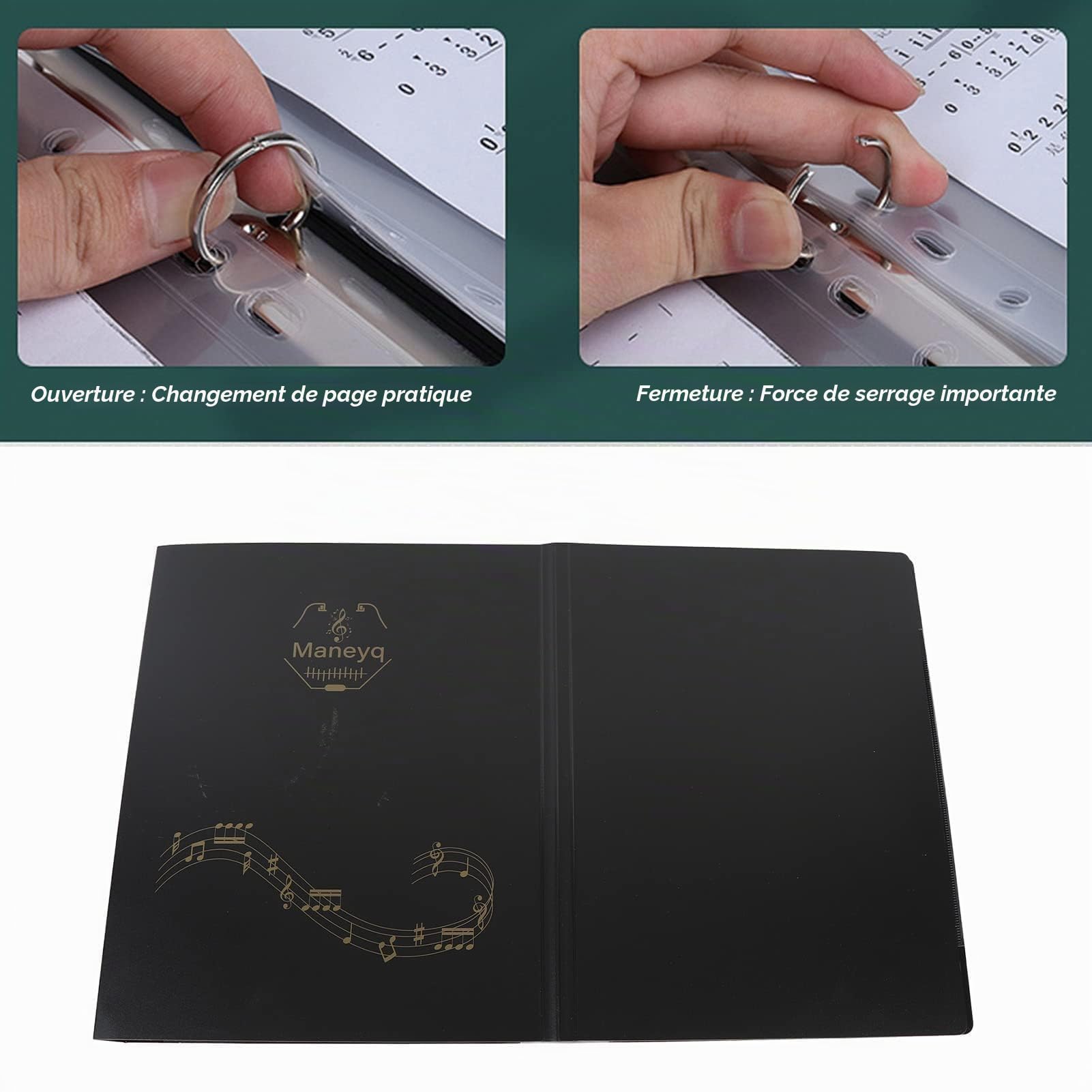 Classeur à partitions, classeur à partitions format A4 pp support rangement documents contenir 52 pages avec 12 intercalaires extension 4 pages pour orchestres chorales musiciens