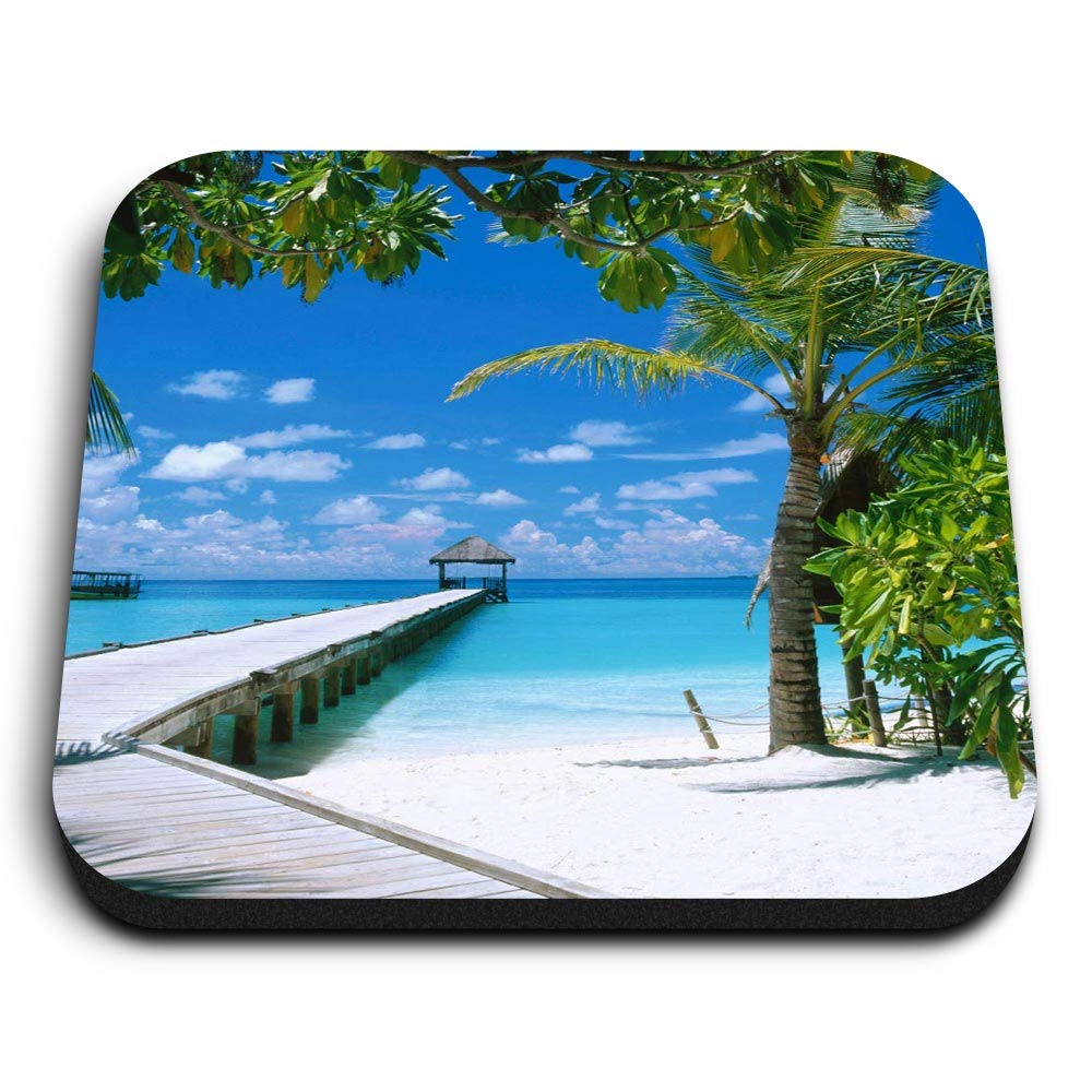 Destination Vinyl Ltd Multicolor 1 X Square Mdf Fridge Magnet - Maldives Beach 8968