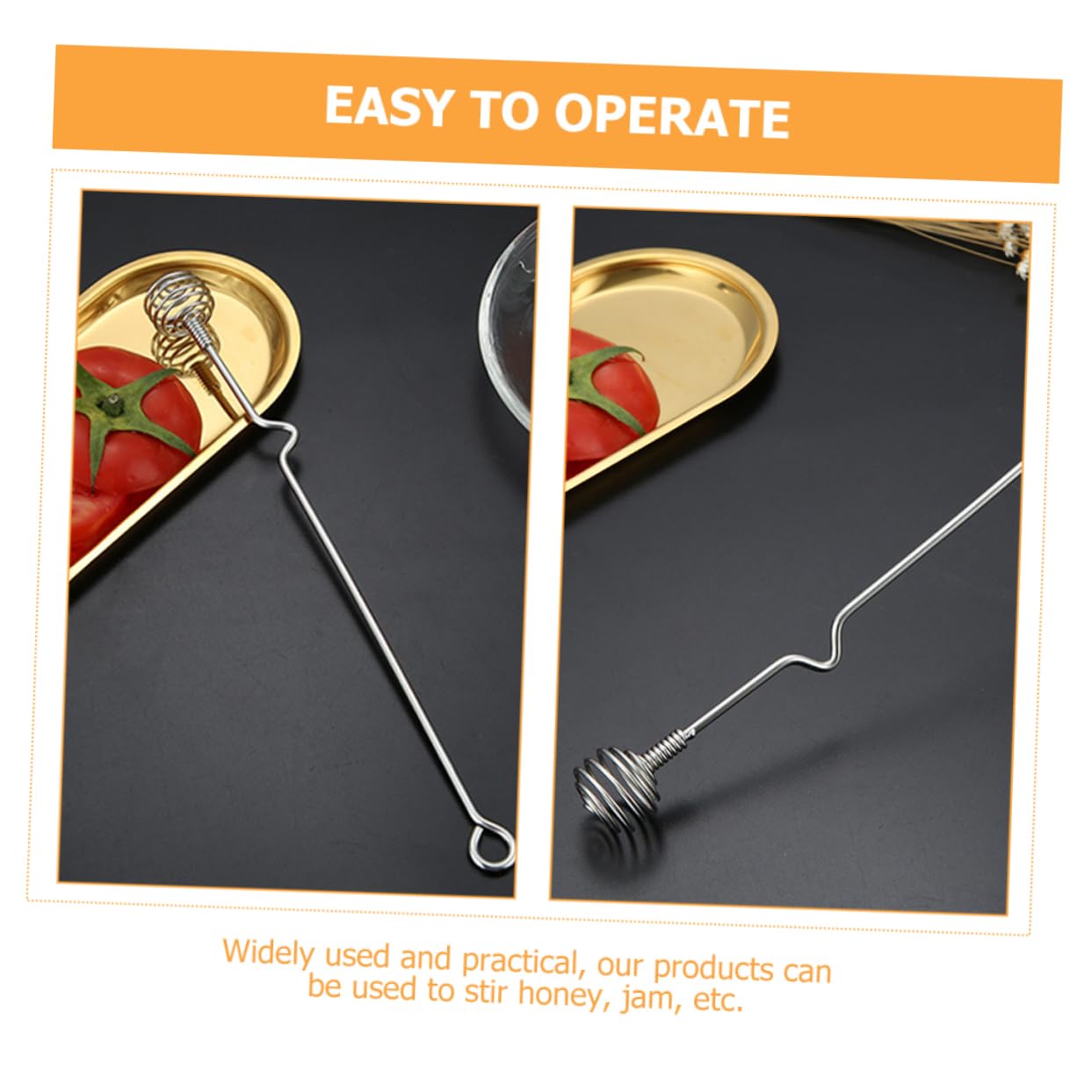 PRETYZOOM Honey Stirring Rods Stainless Honey Mixers Mini for Syrup Jam Molasses Hand Wash Reusable