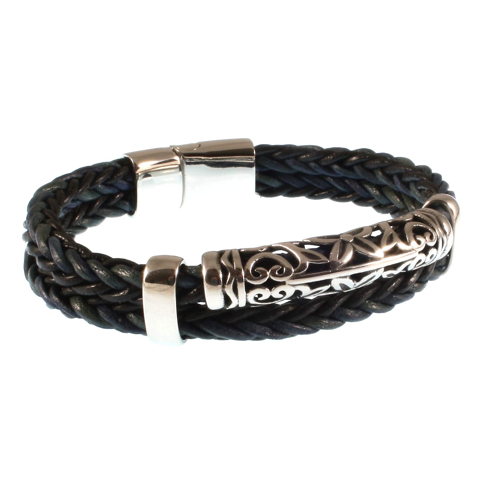 Echt Leder-Armband XO Z8 Blau/SW Männer Herren