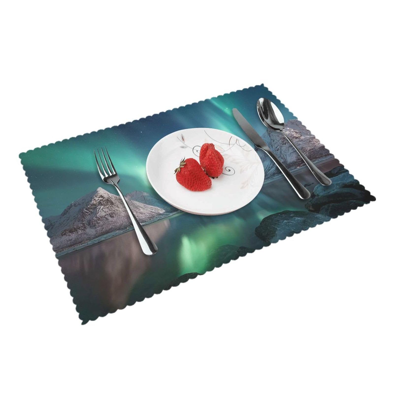 Placemats Set of 4 Heat Resistant Non-Slip Place Mats for Dining Table Aurora Borealis Placemats Washable Woven Table Mats Wipeable Placemat for Kitchen Decoration 30 x 45 cm