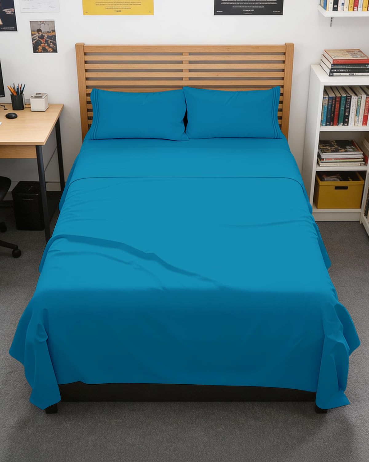 Full XL Sheets - 4 Piece Full XL Sheet Set - Cool &amp; Breathable - Denim Blue
