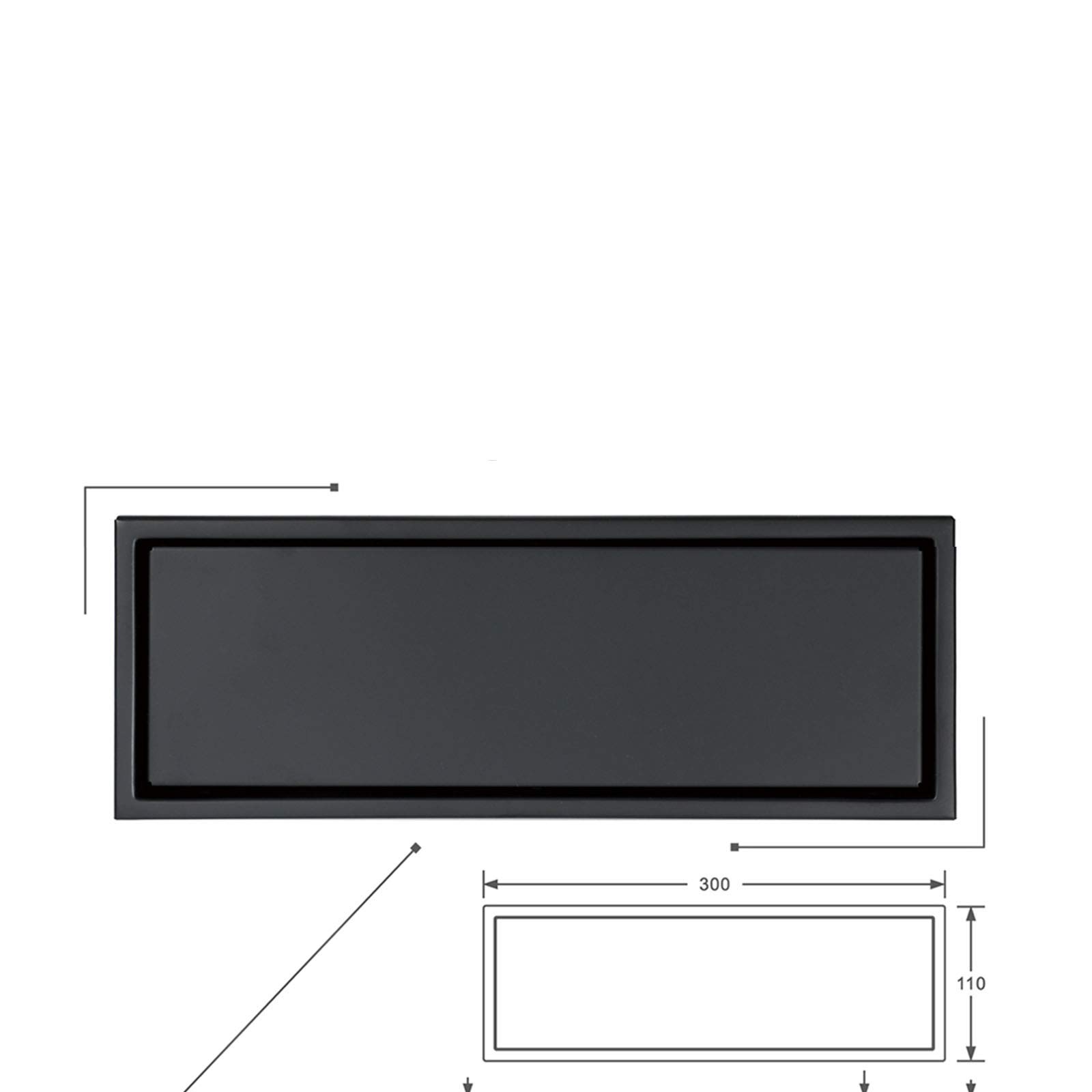KSTYLE Desagüe Lineal de Acero Inoxidable para Suelo, Ducha de baño, Inodoro, desagües antiolor, Inserto de azulejo, 30x11 cm,Negro
